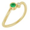 14K Yellow 3 mm Round Chatham Lab Created Emerald and .02 CT Diamond Ring Ref. 14381730